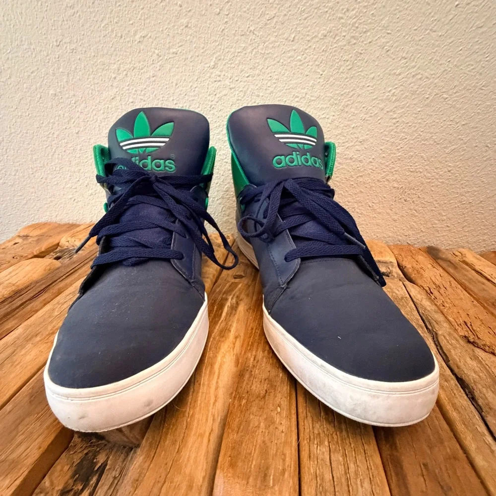 Adidas Originals Hard Court Hi Big Logo Navy Blue Green Mens Shoes  Size 12